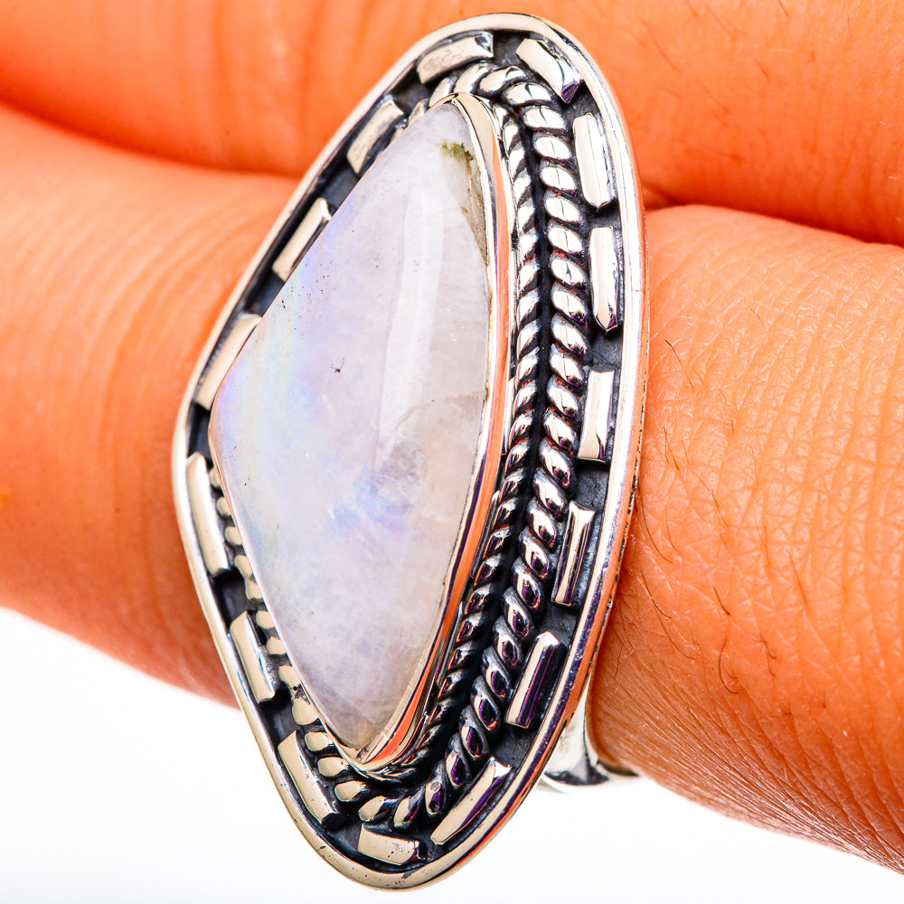 Rainbow Moonstone Rings handcrafted by Ana Silver Co - RING105922