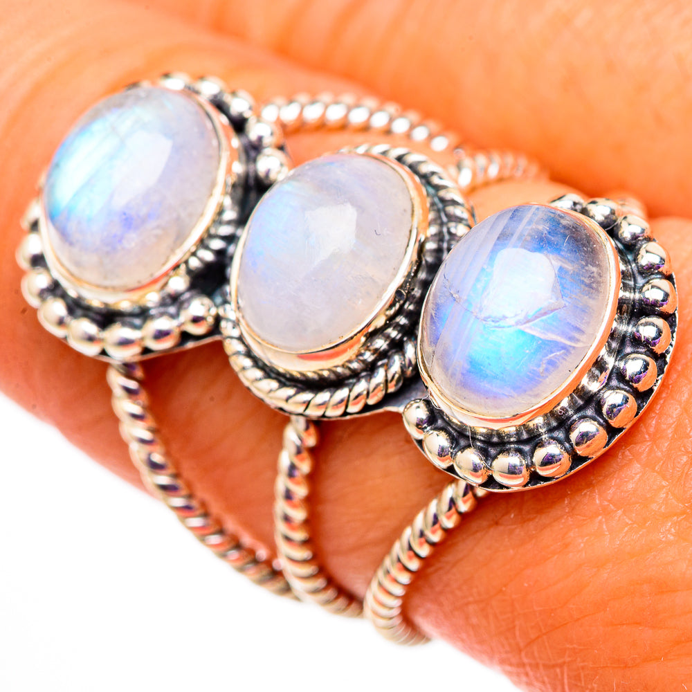Rainbow Moonstone Rings handcrafted by Ana Silver Co - RING105924