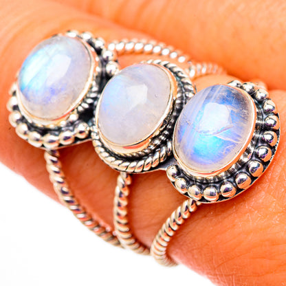 Rainbow Moonstone Rings handcrafted by Ana Silver Co - RING105924