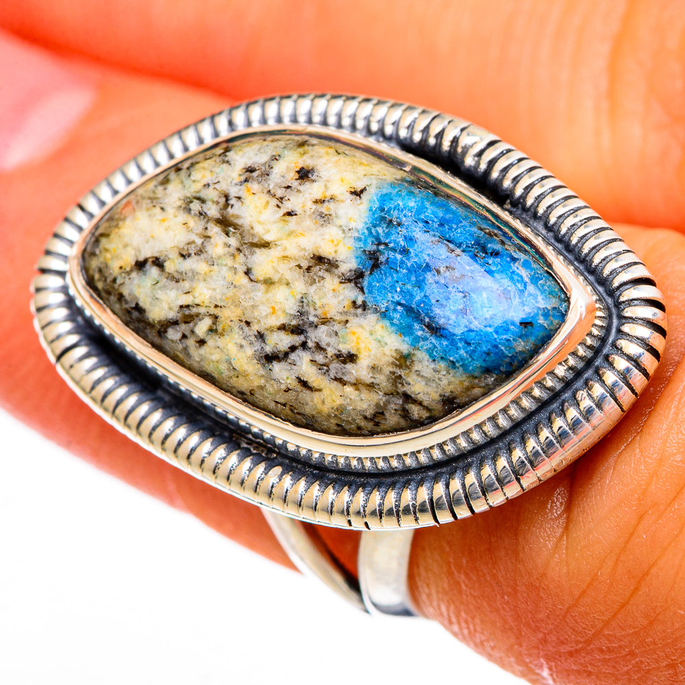 K2 Blue Azurite Rings handcrafted by Ana Silver Co - RING105927