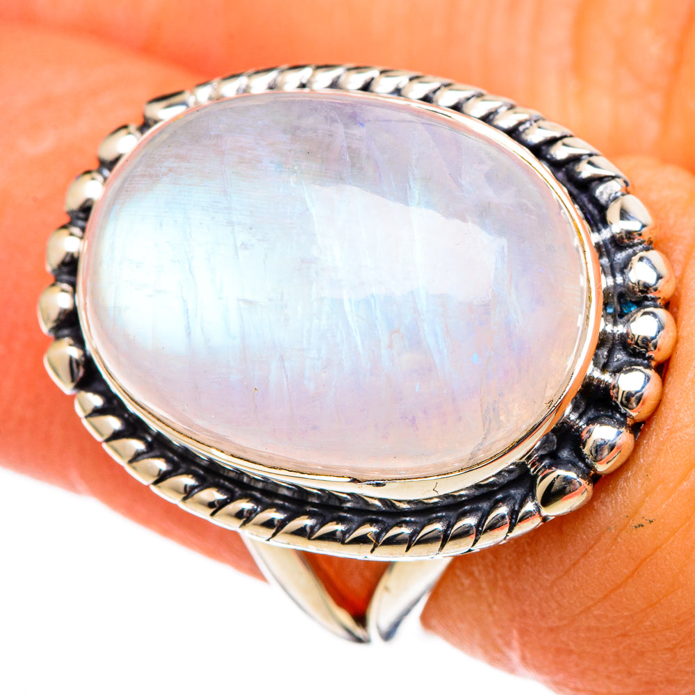 Rainbow Moonstone Rings handcrafted by Ana Silver Co - RING105961