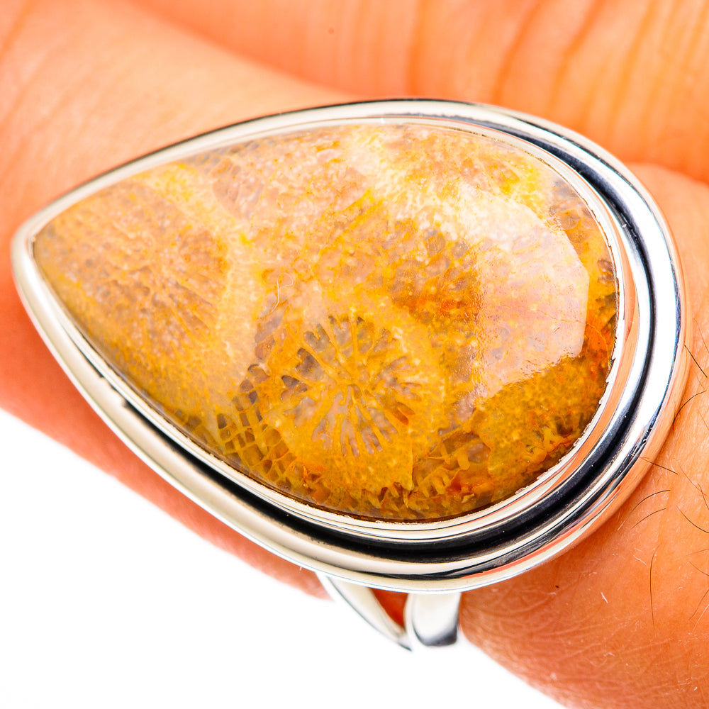 Fossil Coral Rings handcrafted by Ana Silver Co - RING105981