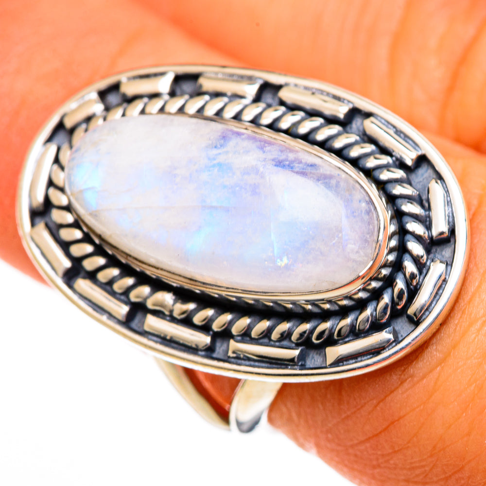 Rainbow Moonstone Rings handcrafted by Ana Silver Co - RING106001