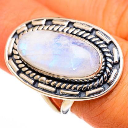 Rainbow Moonstone Rings handcrafted by Ana Silver Co - RING106001