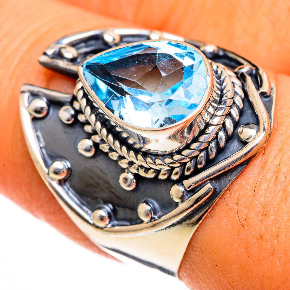 Blue Topaz Rings handcrafted by Ana Silver Co - RING106010