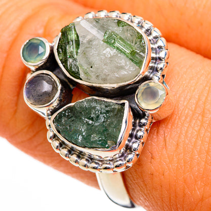 Green Tourmaline In Quartz Rings handcrafted by Ana Silver Co - RING106016