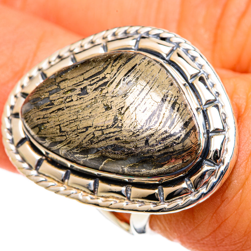 Pyrite Agate Rings handcrafted by Ana Silver Co - RING106034