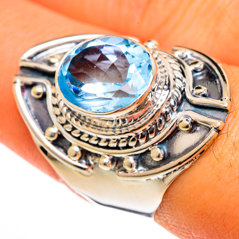Blue Topaz Rings handcrafted by Ana Silver Co - RING106048
