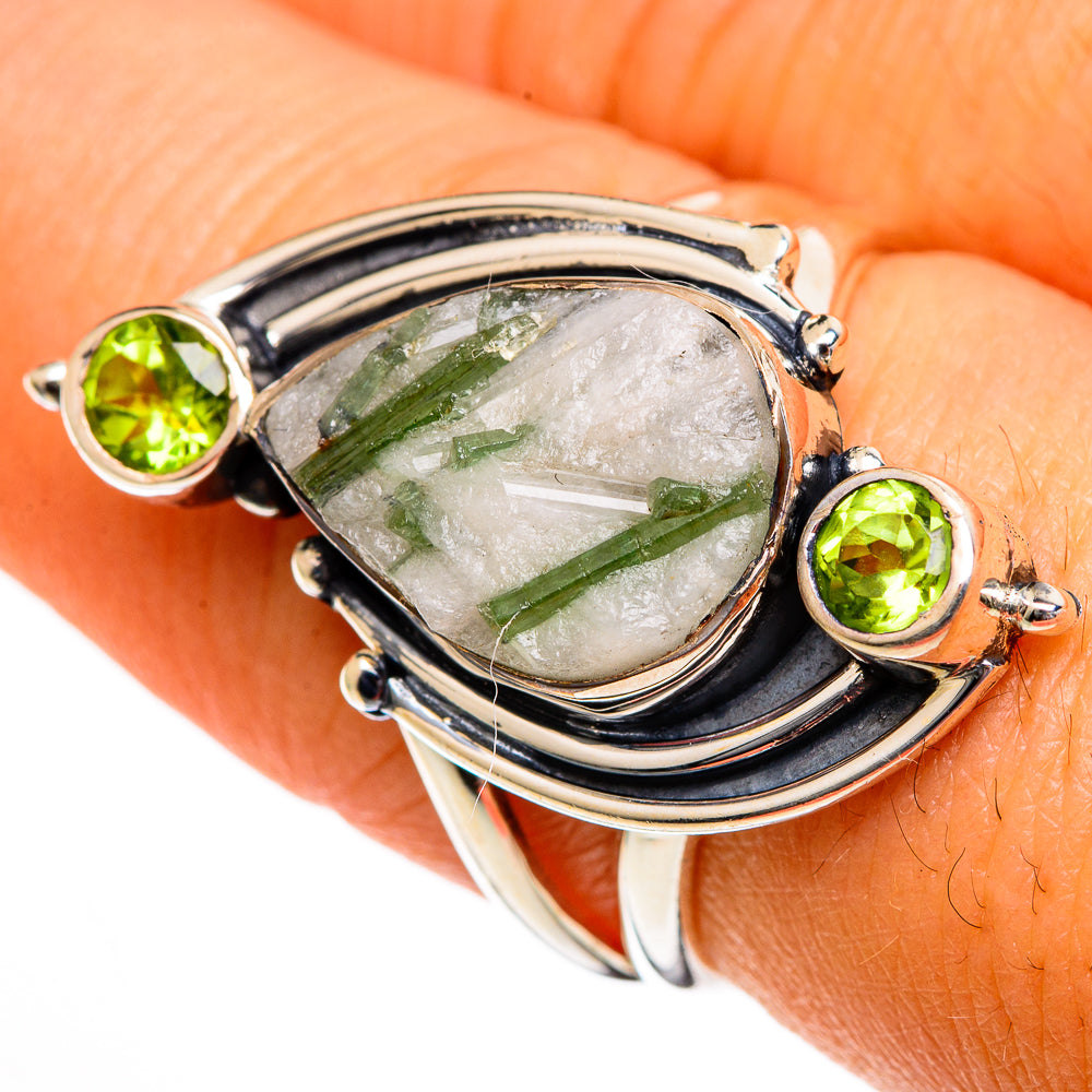 Green Tourmaline In Quartz Rings handcrafted by Ana Silver Co - RING106052