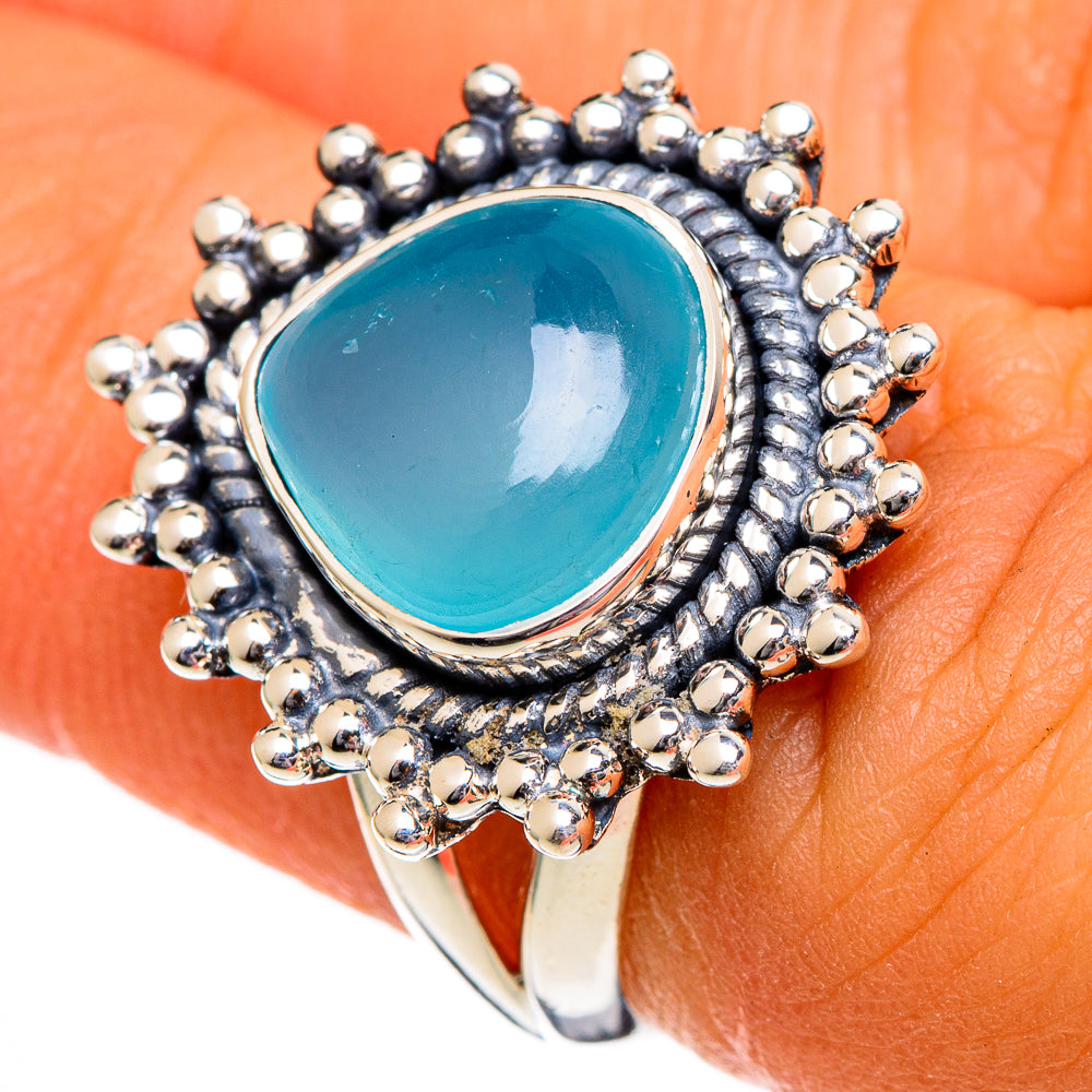 Aqua Chalcedony Rings handcrafted by Ana Silver Co - RING106078
