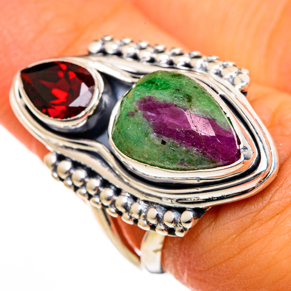 Ruby Zoisite Rings handcrafted by Ana Silver Co - RING106088
