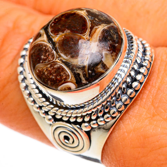 Turritella Agate Rings handcrafted by Ana Silver Co - RING106090