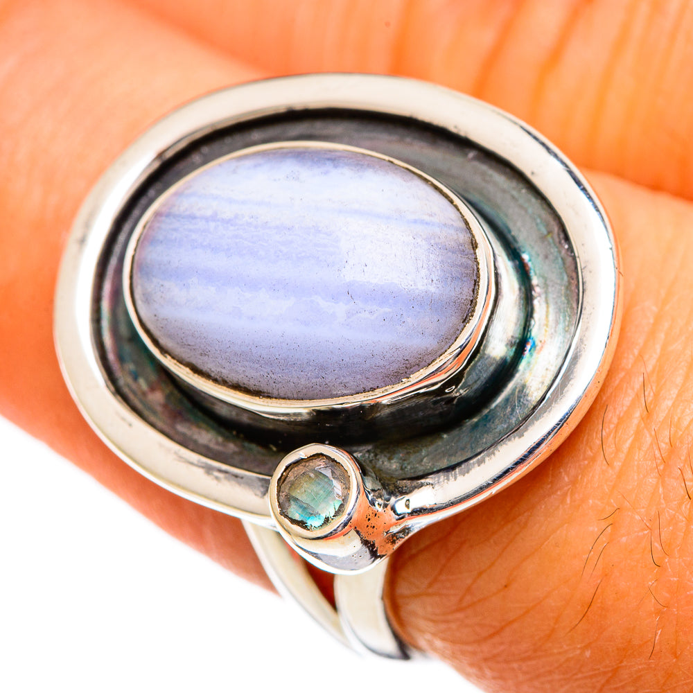 Blue Lace Agate Rings handcrafted by Ana Silver Co - RING106105