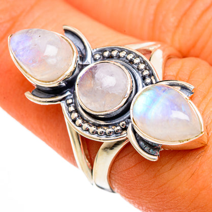 Rainbow Moonstone Rings handcrafted by Ana Silver Co - RING106106