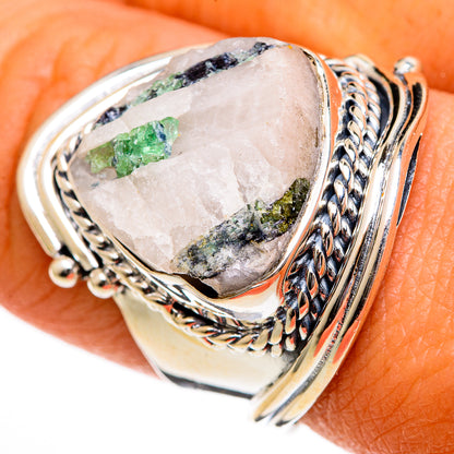 Green Tourmaline In Quartz Rings handcrafted by Ana Silver Co - RING106118