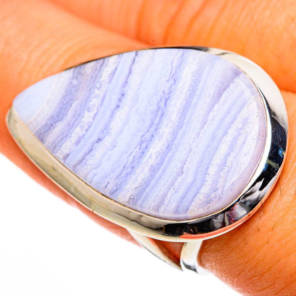 Blue Lace Agate Rings handcrafted by Ana Silver Co - RING106144