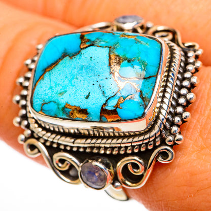 Blue Copper Composite Turquoise Rings handcrafted by Ana Silver Co - RING106156