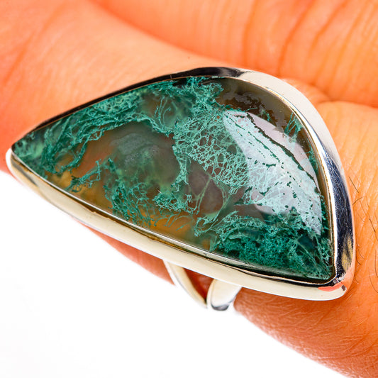 Green Moss Agate Rings handcrafted by Ana Silver Co - RING106169
