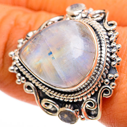 Rainbow Moonstone Rings handcrafted by Ana Silver Co - RING106226