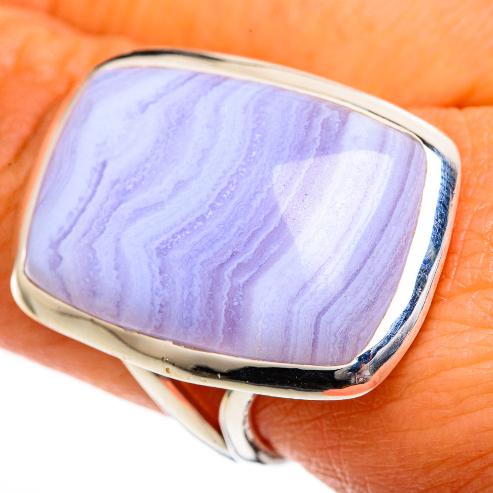 Blue Lace Agate Rings handcrafted by Ana Silver Co - RING106228
