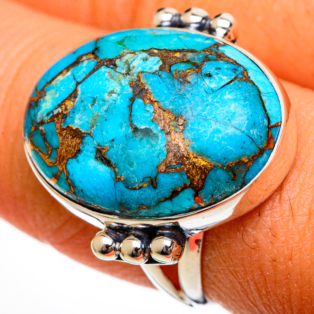 Blue Copper Composite Turquoise Rings handcrafted by Ana Silver Co - RING106236