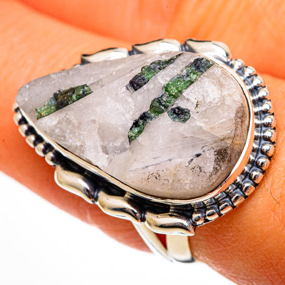 Green Tourmaline In Quartz Rings handcrafted by Ana Silver Co - RING106237