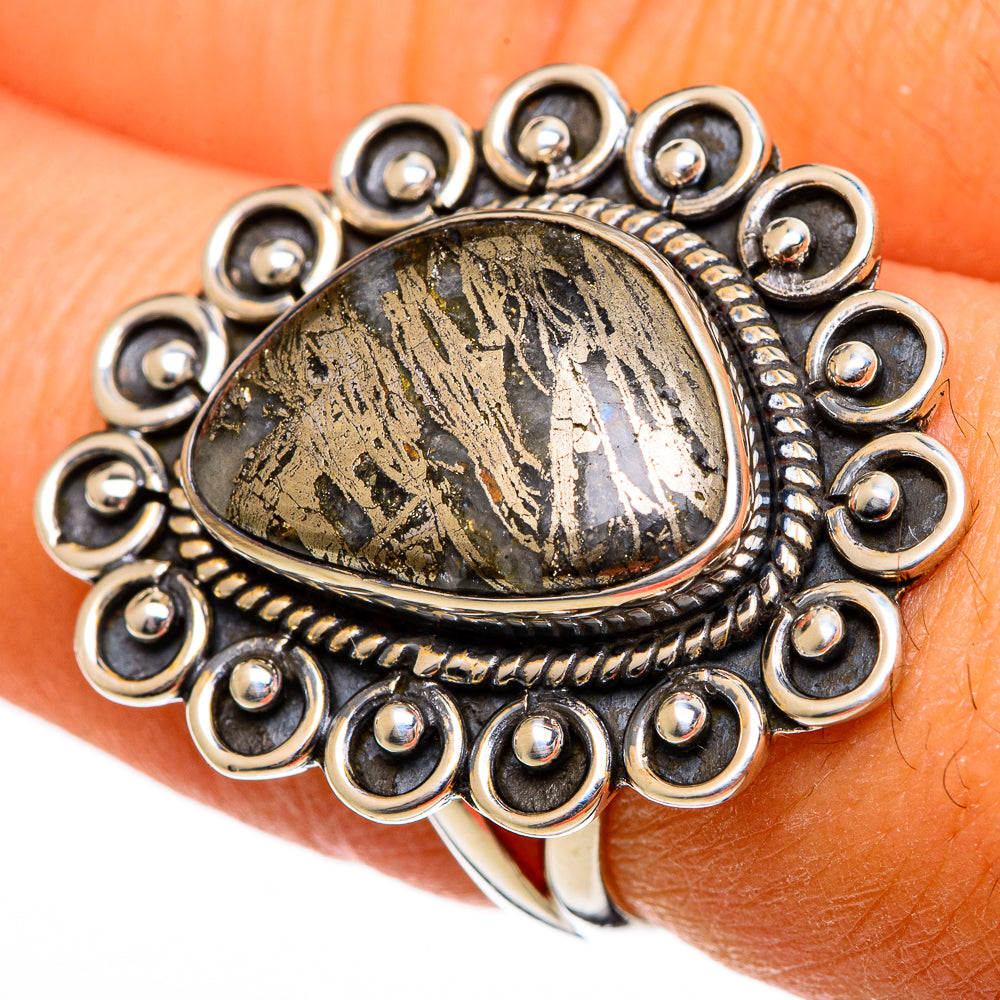 Pyrite Agate Rings handcrafted by Ana Silver Co - RING106256