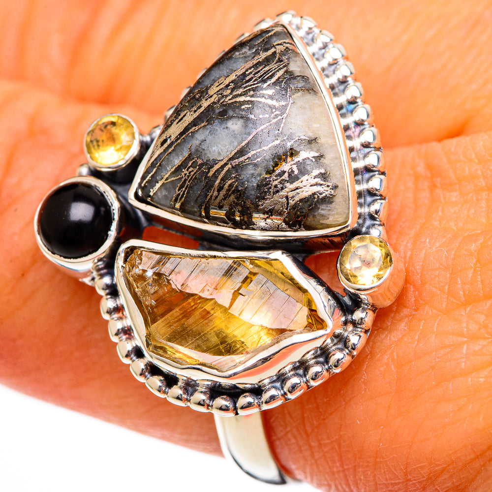 Pyrite Agate Rings handcrafted by Ana Silver Co - RING106257