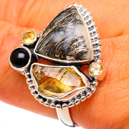 Pyrite Agate Rings handcrafted by Ana Silver Co - RING106257