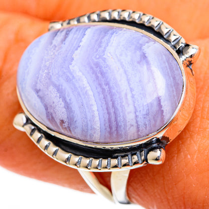 Blue Lace Agate Rings handcrafted by Ana Silver Co - RING106265