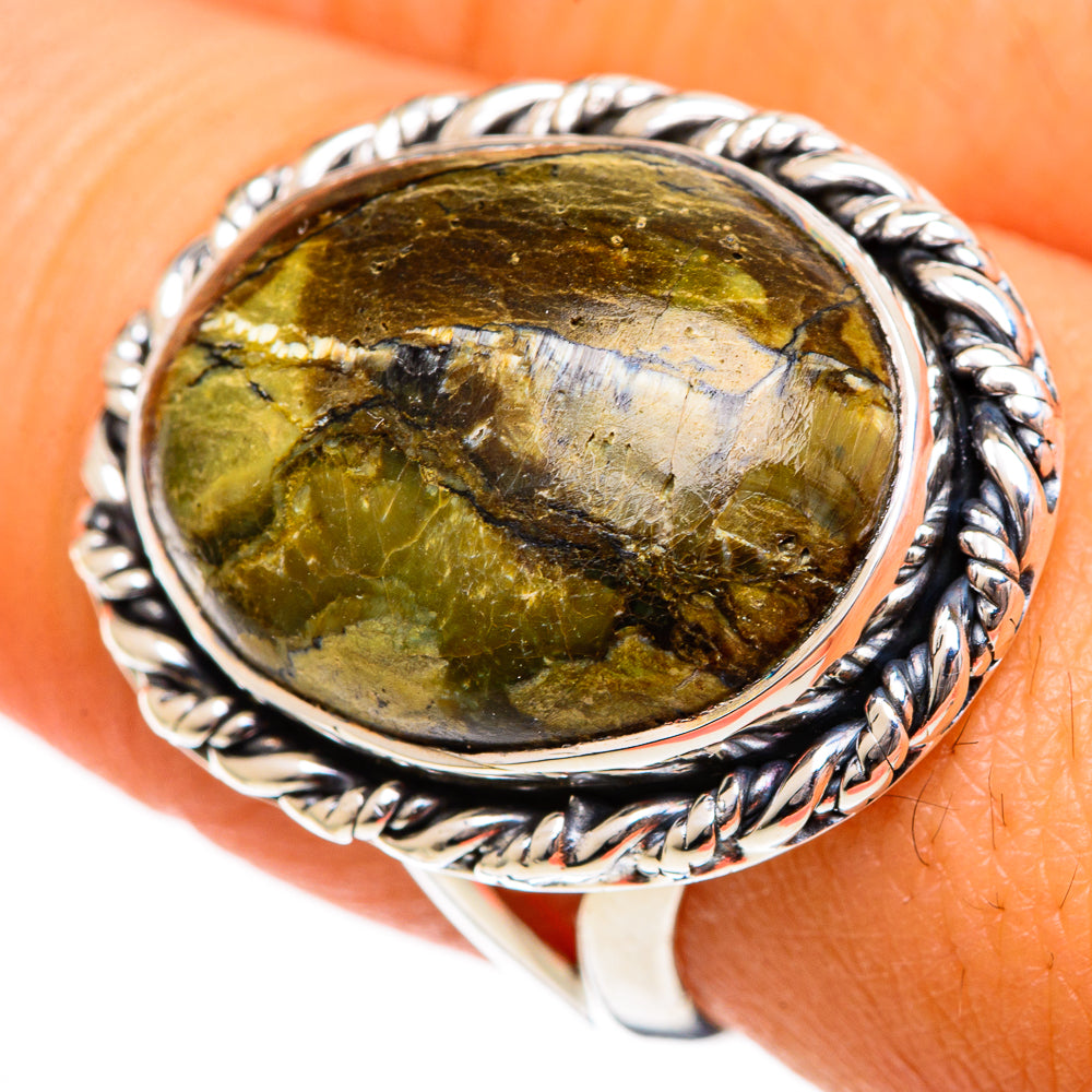 African Green Opal Rings handcrafted by Ana Silver Co - RING106280