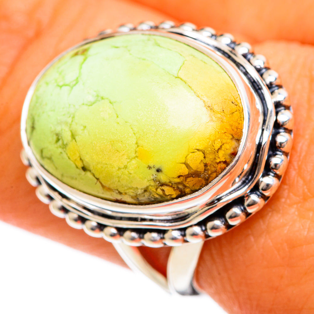 Lemon Chrysoprase Rings handcrafted by Ana Silver Co - RING106282