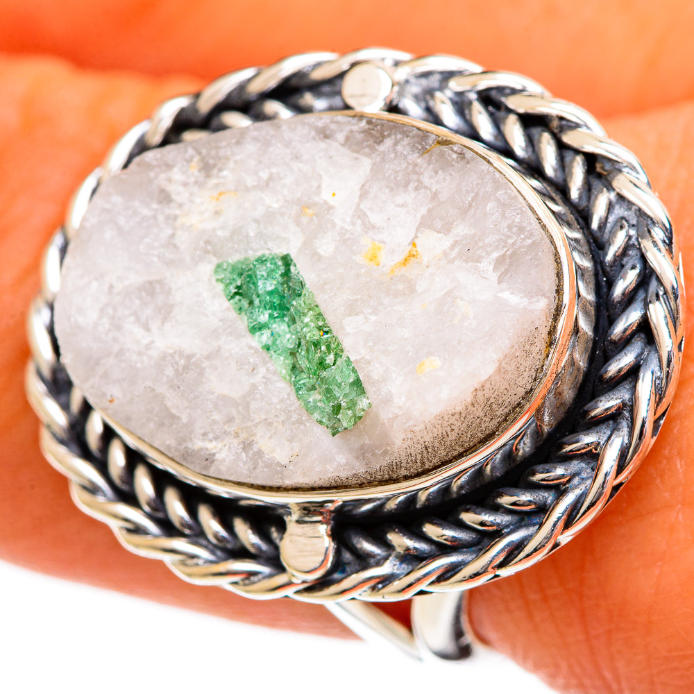 Green Tourmaline In Quartz Rings handcrafted by Ana Silver Co - RING106302