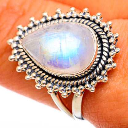 Rainbow Moonstone Rings handcrafted by Ana Silver Co - RING106304