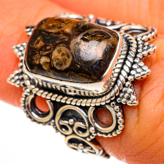 Turritella Agate Rings handcrafted by Ana Silver Co - RING106326