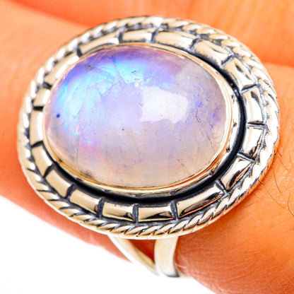 Rainbow Moonstone Rings handcrafted by Ana Silver Co - RING106338