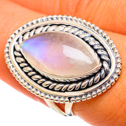 Rainbow Moonstone Rings handcrafted by Ana Silver Co - RING106339