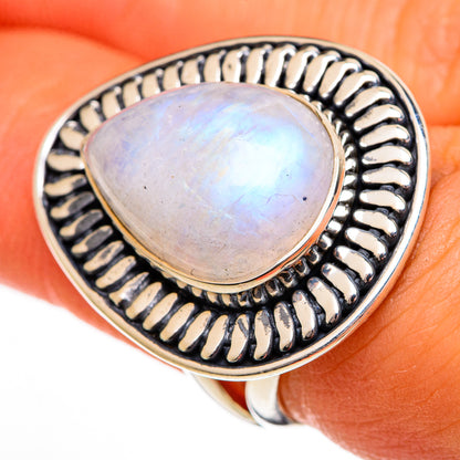 Rainbow Moonstone Rings handcrafted by Ana Silver Co - RING106340
