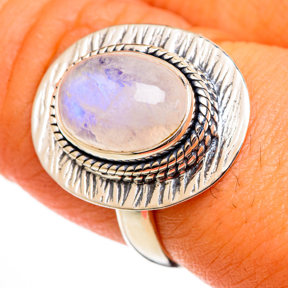 Rainbow Moonstone Rings handcrafted by Ana Silver Co - RING106341