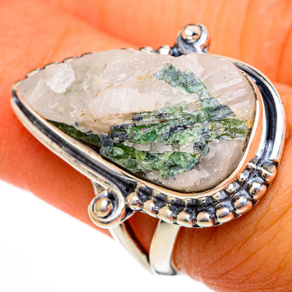 Green Tourmaline In Quartz Rings handcrafted by Ana Silver Co - RING106355