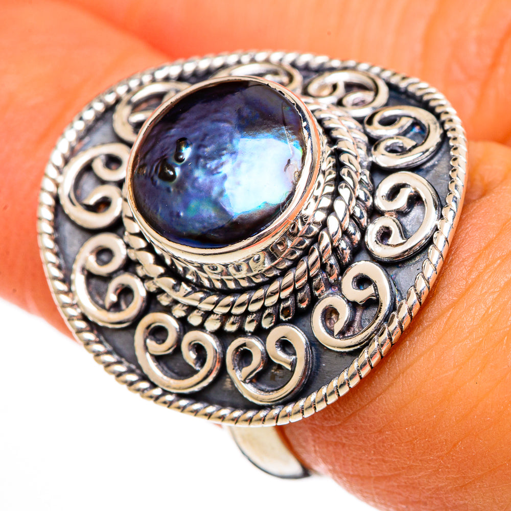 Titanium Pearl Rings handcrafted by Ana Silver Co - RING106366