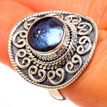 Titanium Pearl Rings handcrafted by Ana Silver Co - RING106366