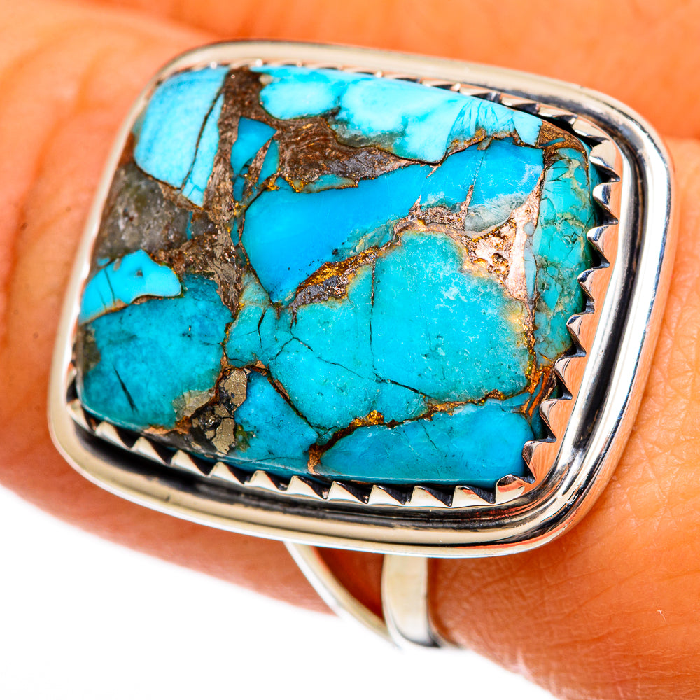 Blue Copper Composite Turquoise Rings handcrafted by Ana Silver Co - RING106382