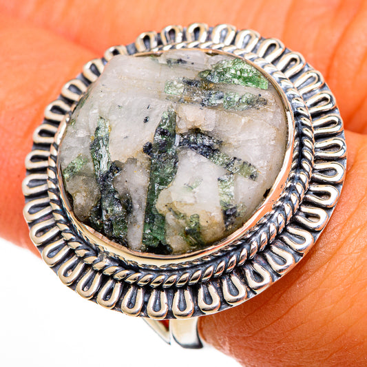 Green Tourmaline In Quartz Rings handcrafted by Ana Silver Co - RING106400