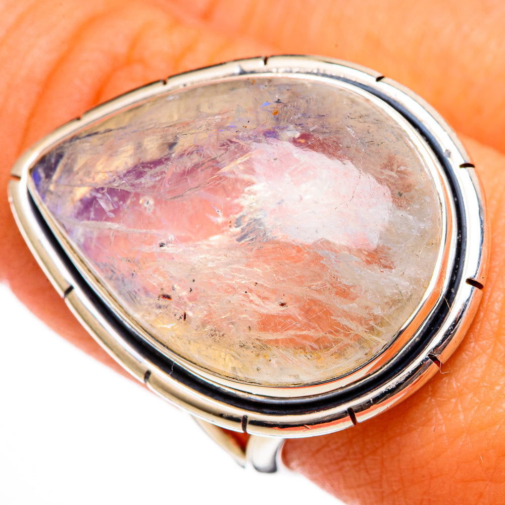 Rainbow Moonstone Rings handcrafted by Ana Silver Co - RING106425