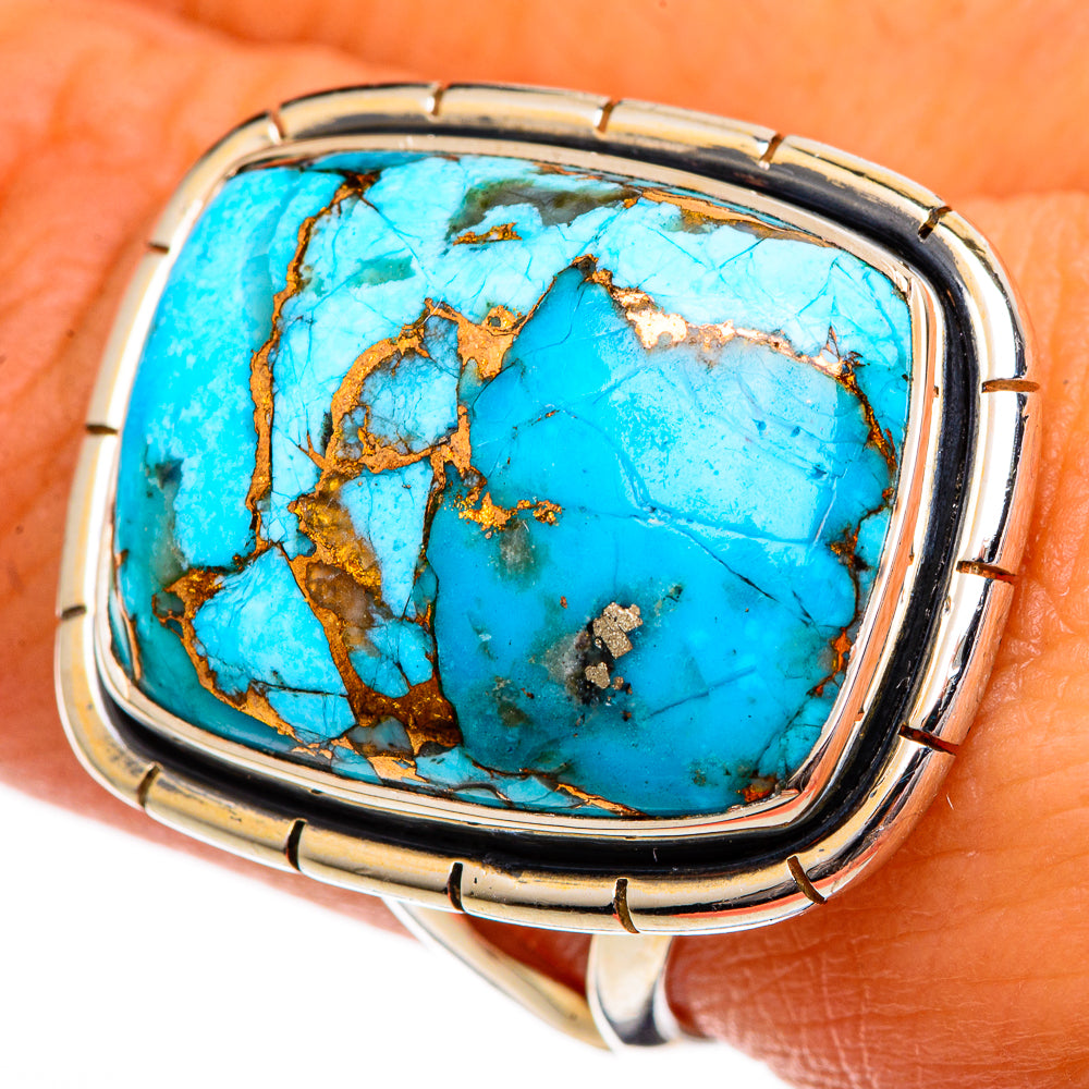 Blue Copper Composite Turquoise Rings handcrafted by Ana Silver Co - RING106437