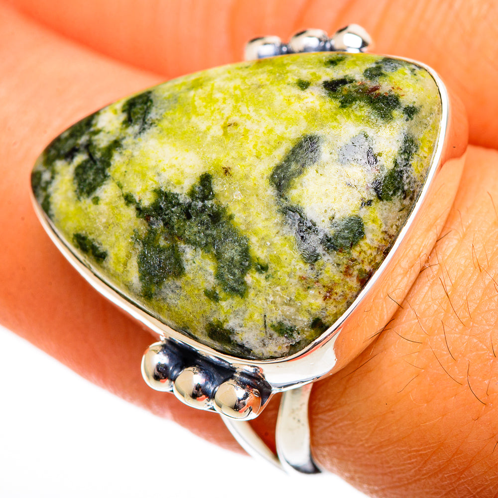 Serpentine Stone Rings handcrafted by Ana Silver Co - RING106449