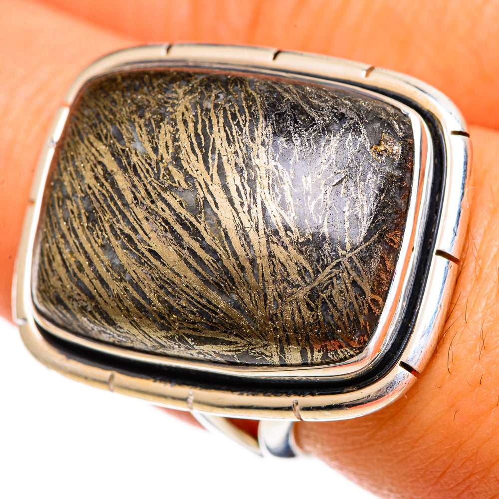Pyrite Agate Rings handcrafted by Ana Silver Co - RING106467