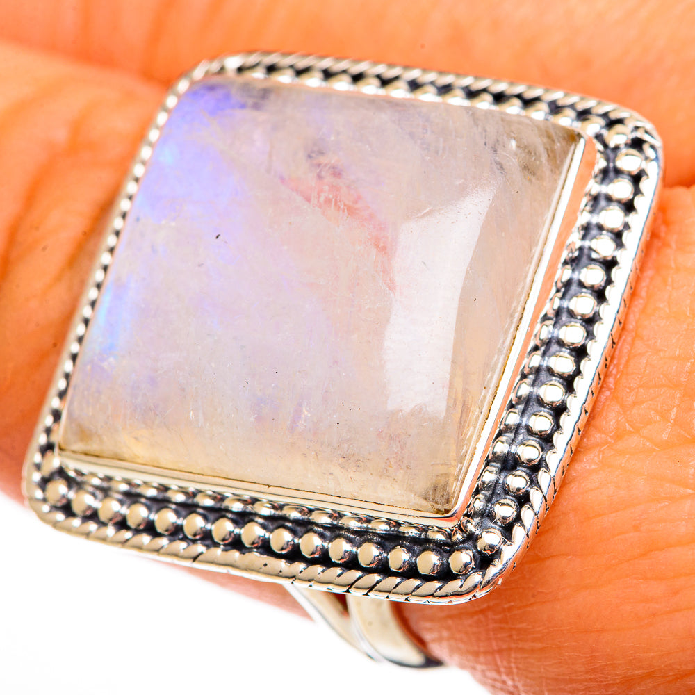 Rainbow Moonstone Rings handcrafted by Ana Silver Co - RING106470