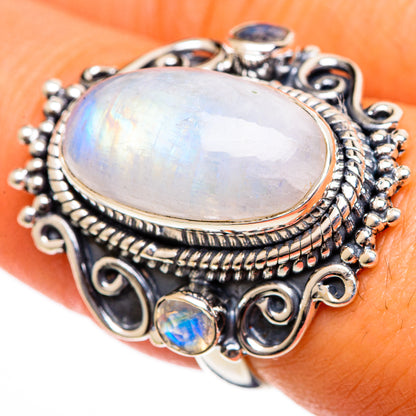 Rainbow Moonstone Rings handcrafted by Ana Silver Co - RING106502